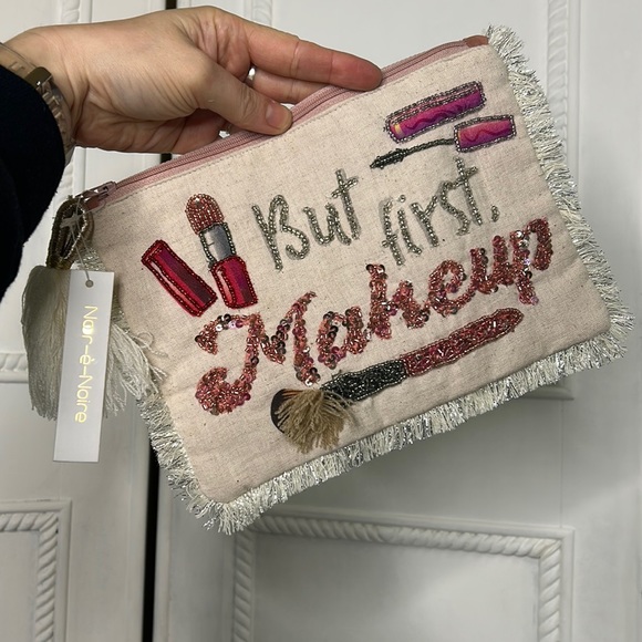 Anthropologie Handbags - Nor-e-Noire Anthro sequin beaded fringe tassel makeup bag Net